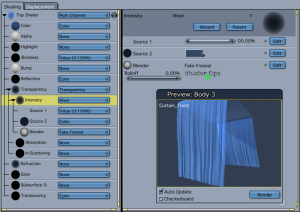 Falloff applied to Transparency for shear fabric