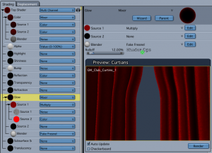 Falloff multiplied with a noise shader