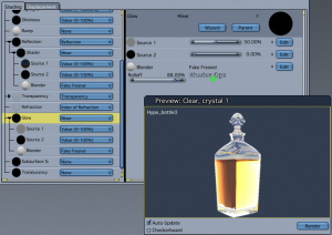 Glass shader uses falloff in Glow and Reflection